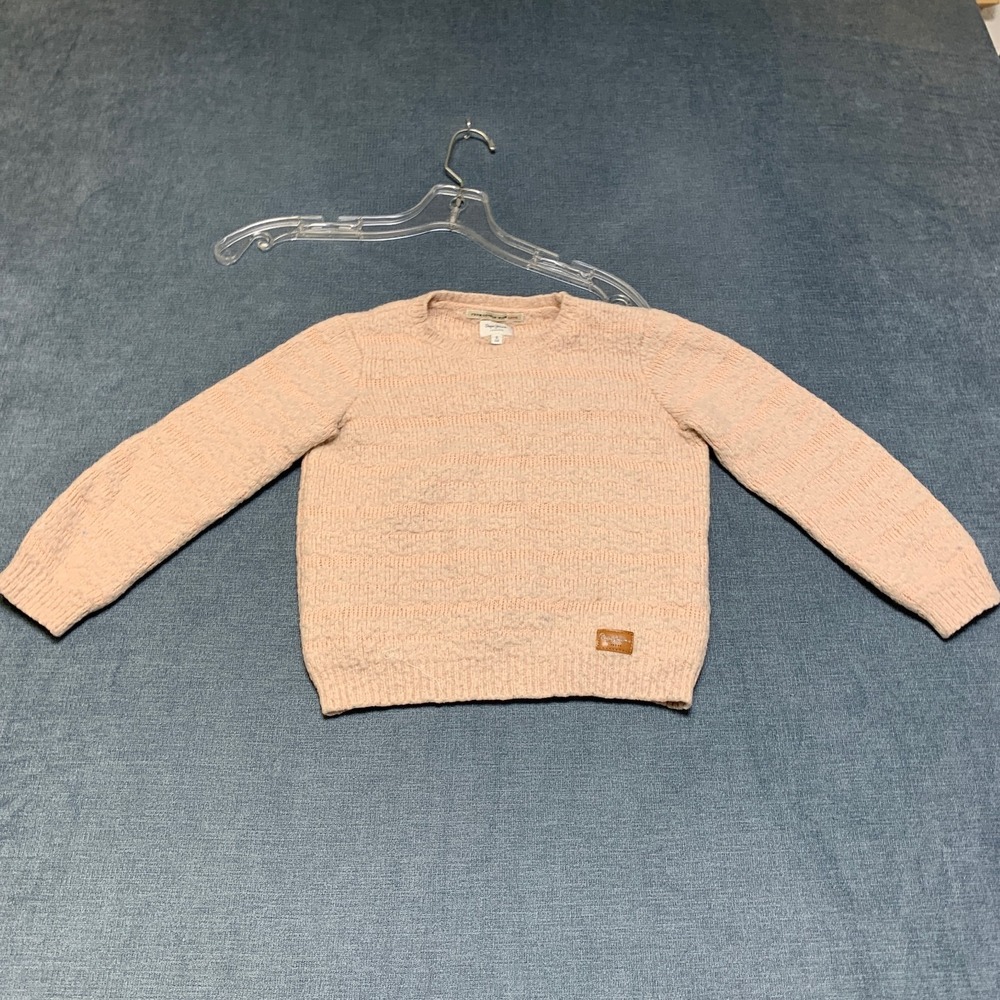 Pepe Jeans London Sweater Kids 6 Beige Crew Neck Textured Knit Long Sleeve Warm